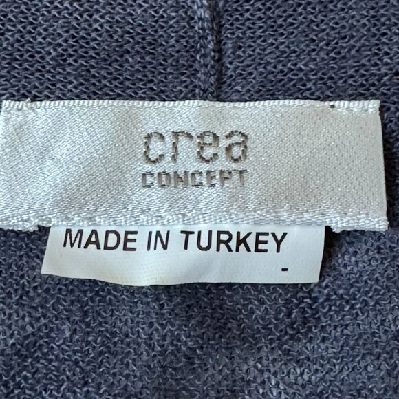 Crea Concept Womens 42 L Open Cardigan Sweater Linen Cotton Blue Duster Turkey - Picture 5 of 10